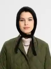 Черный шапка чепчик женский на завязках, вязаная