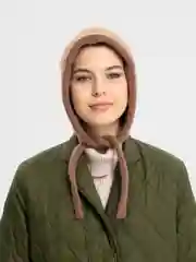 Хаки шапка чепчик женский на завязках, вязаная
