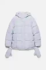 Фиолетовый куртка женская Befree стеганая короткая с капюшоном и варежками