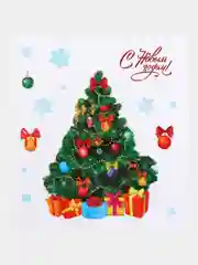 Золотистый хаки наклейка новогодняя, на окно, со светящимся слоем, 14,8 х 10,5 см