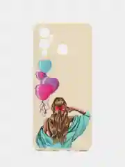 Бежевый чехол для Infinix Hot 12 play, с защитой камеры и рисунками