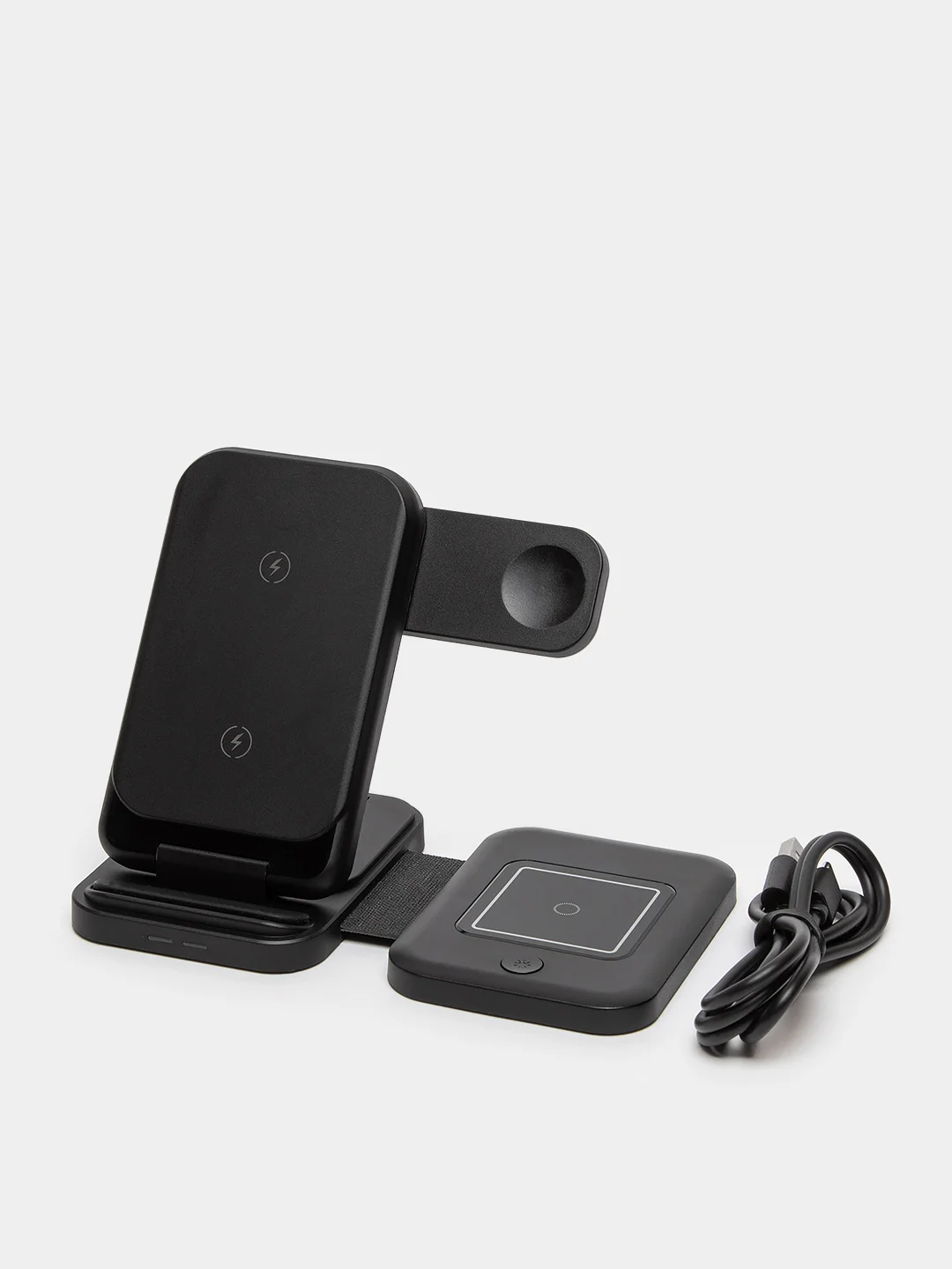 Черный беспроводная зарядка 3 в 1, для iPhone, iWatch, AirPods, Android