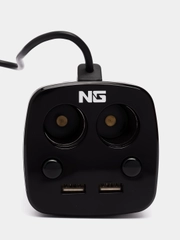 Зарядное устройство в авто подстаканник NG, 2 гнезда прикуривателя, 2 x USB, 3.1A, пластик