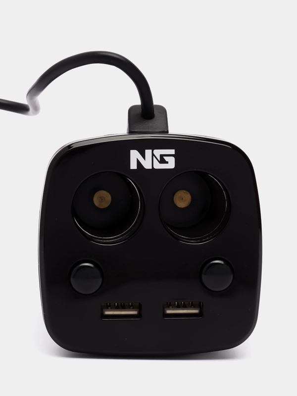 Зарядное устройство в авто подстаканник NG, 2 гнезда прикуривателя, 2 x USB, 3.1A, пластик