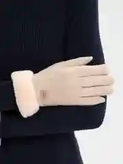 Бежевый перчатки меховые, женские, сенсорные