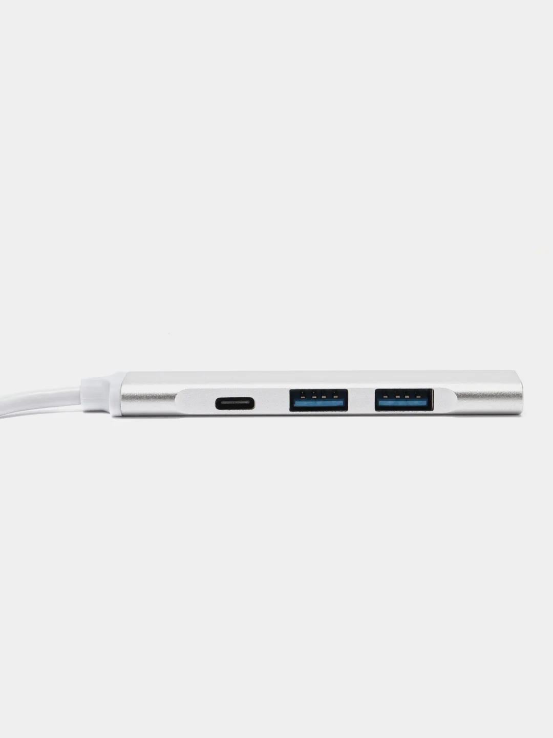 Серебряный type-c хаб, USB разветвитель 3 порта + 1 Type-С порт