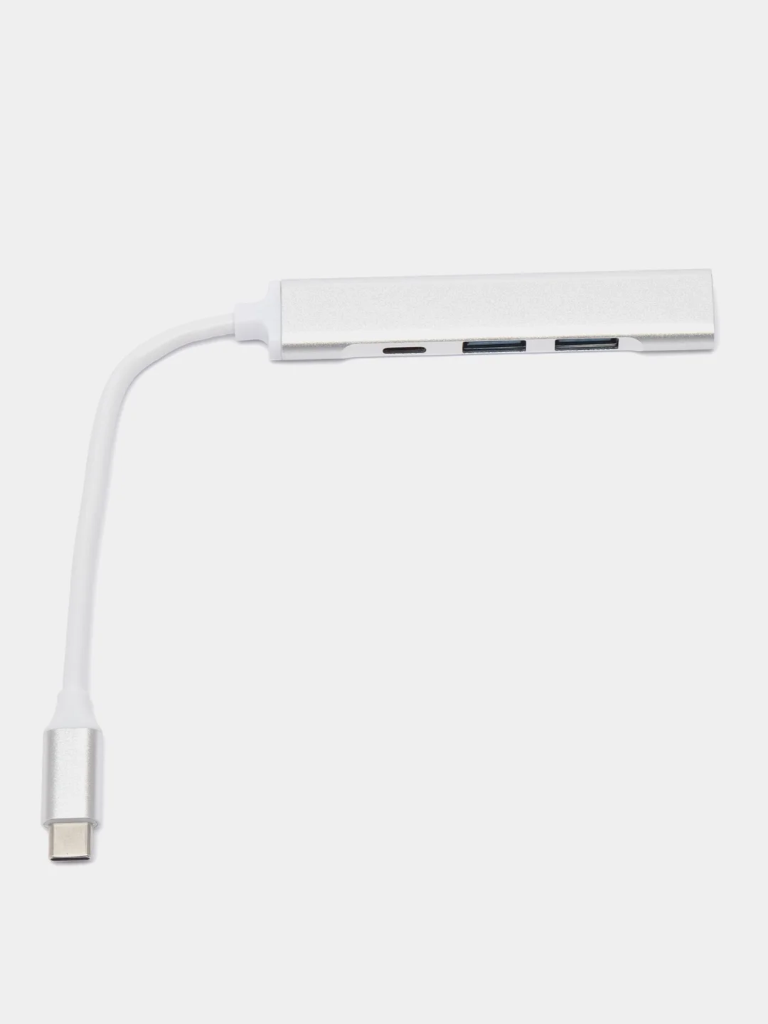 Серебряный type-c хаб, USB разветвитель 3 порта + 1 Type-С порт
