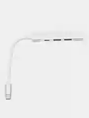 Серебряный type-c хаб, USB разветвитель 3 порта + 1 Type-С порт