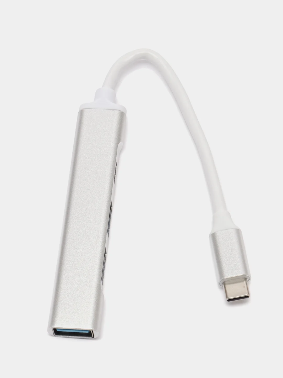 Серебряный type-c хаб, USB разветвитель 3 порта + 1 Type-С порт