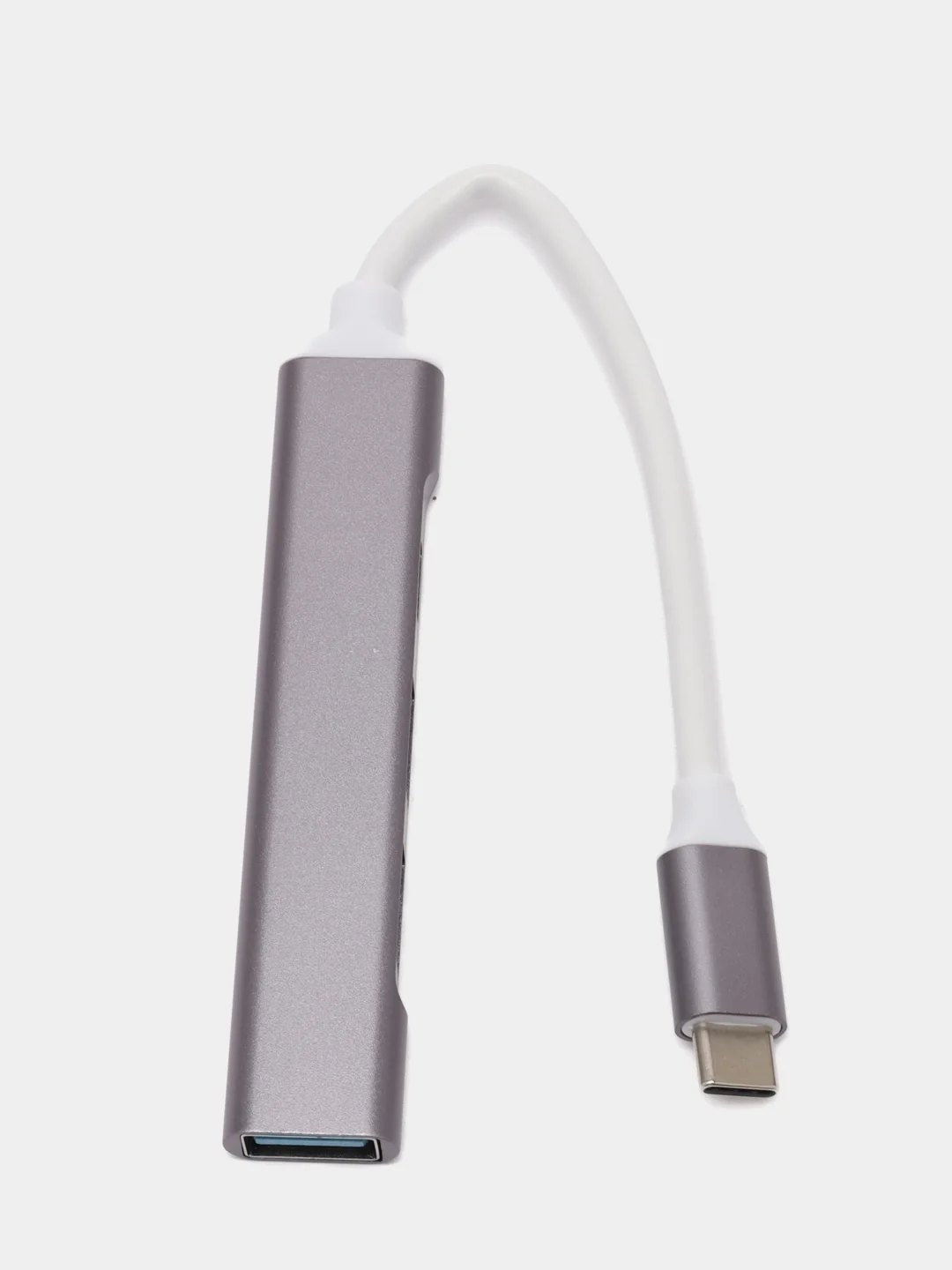 Серый металлик type-c хаб, USB разветвитель 3 порта + 1 Type-С порт