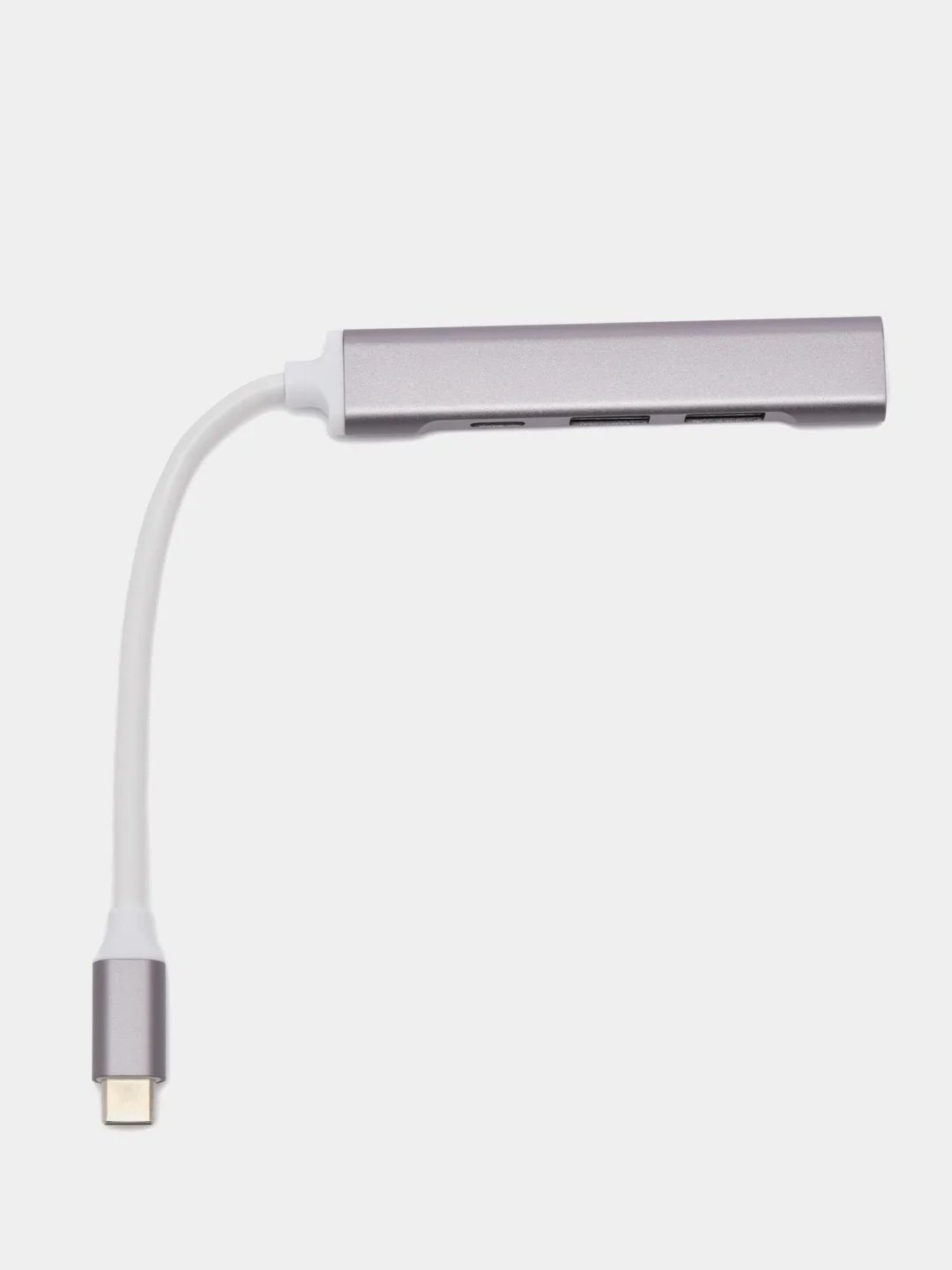Серый металлик type-c хаб, USB разветвитель 3 порта + 1 Type-С порт
