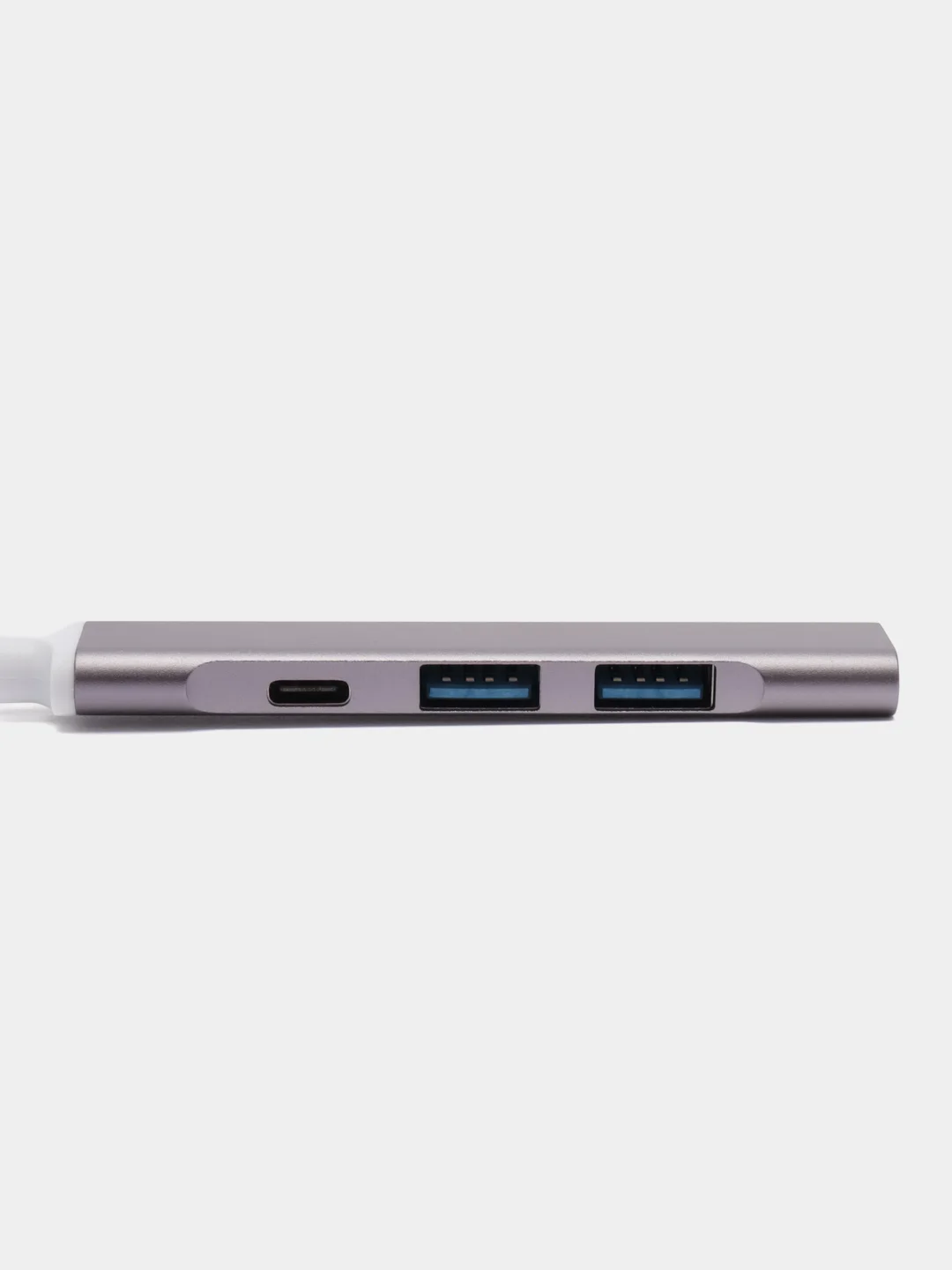Серый металлик type-c хаб, USB разветвитель 3 порта + 1 Type-С порт