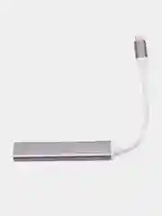 Серый металлик type-c хаб, USB разветвитель 3 порта + 1 Type-С порт