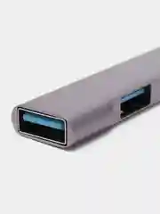 Серый металлик type-c хаб, USB разветвитель 3 порта + 1 Type-С порт