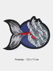 Синий термонаклейка тканевая "Животные, природа", термозаплатка на одежду, термотрансфер, патч