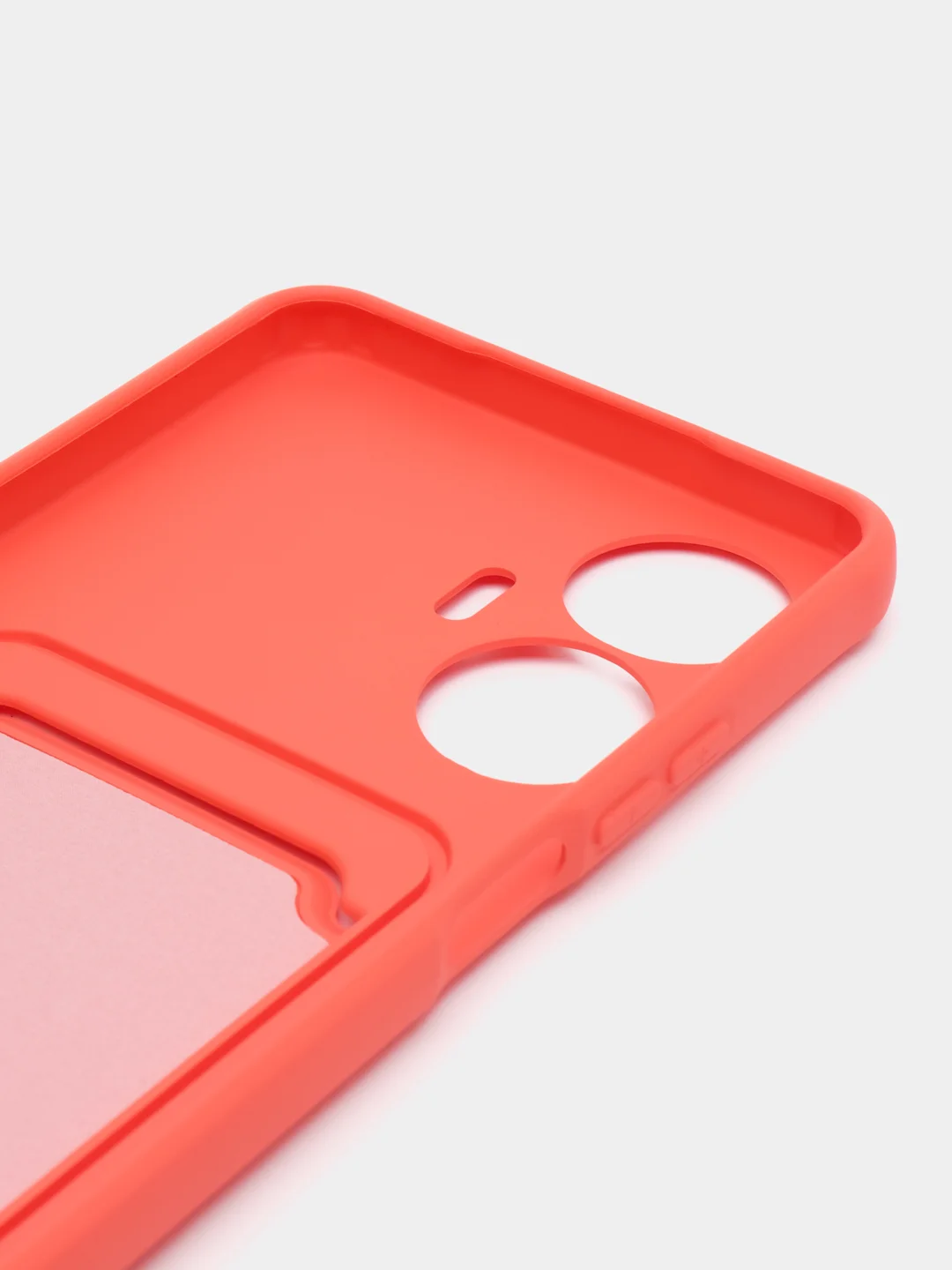 Коралловый силиконовый чехол для Realme C55 (Реалми С55), с карманом для карт, прозрачный