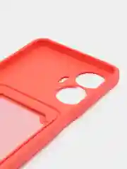 Коралловый силиконовый чехол для Realme C55 (Реалми С55), с карманом для карт, прозрачный