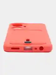 Коралловый силиконовый чехол для Realme C55 (Реалми С55), с карманом для карт, прозрачный