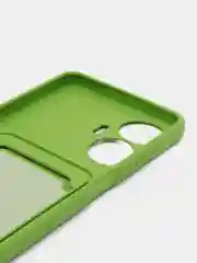 Лайм силиконовый чехол для Realme C55 (Реалми С55), с карманом для карт, прозрачный