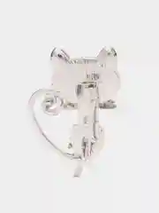 Серый меланж брошь с опаловым камнем "Кошка"