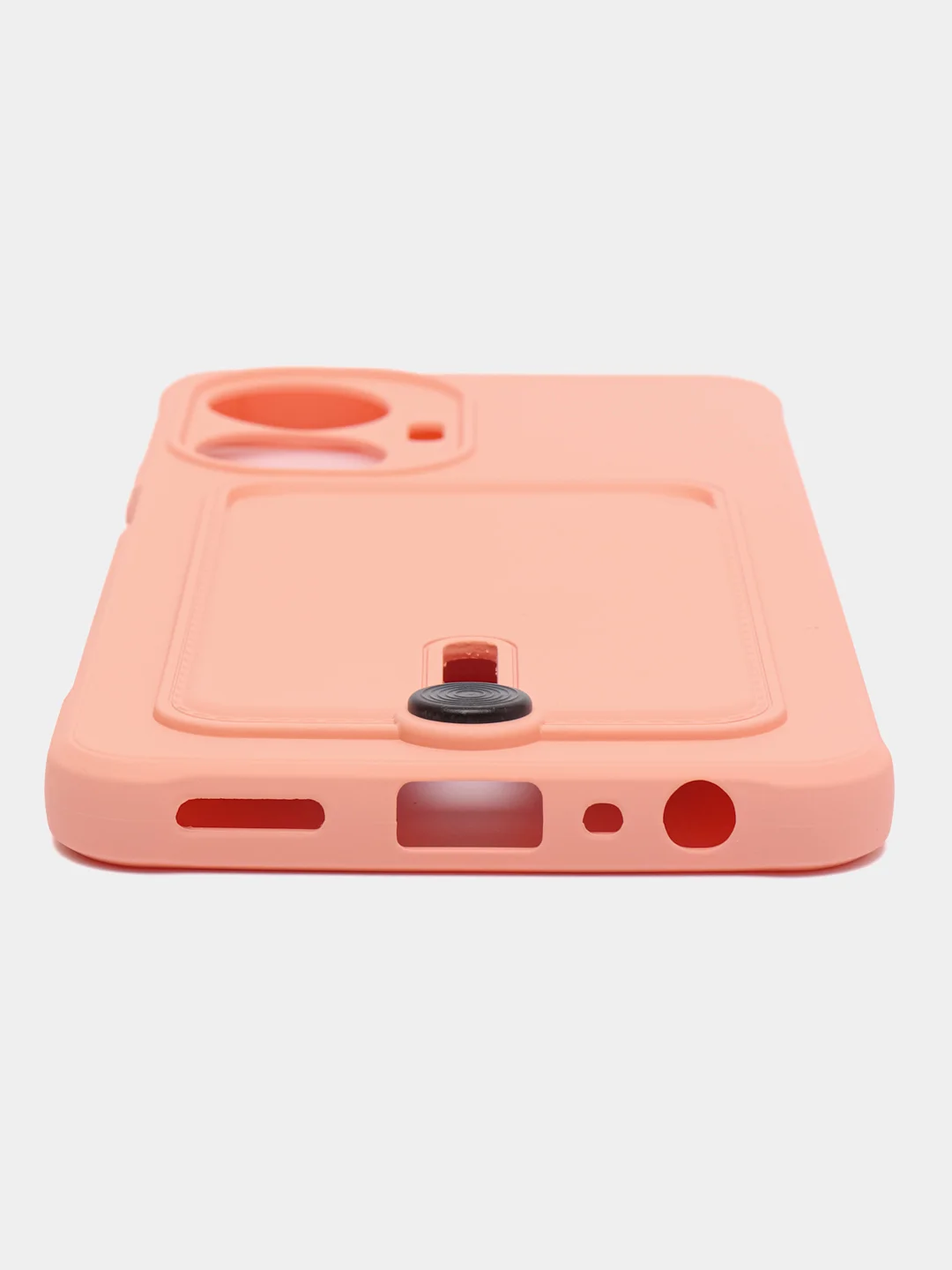 Пудровый силиконовый чехол для Realme C55 (Реалми С55), с карманом для карт, прозрачный
