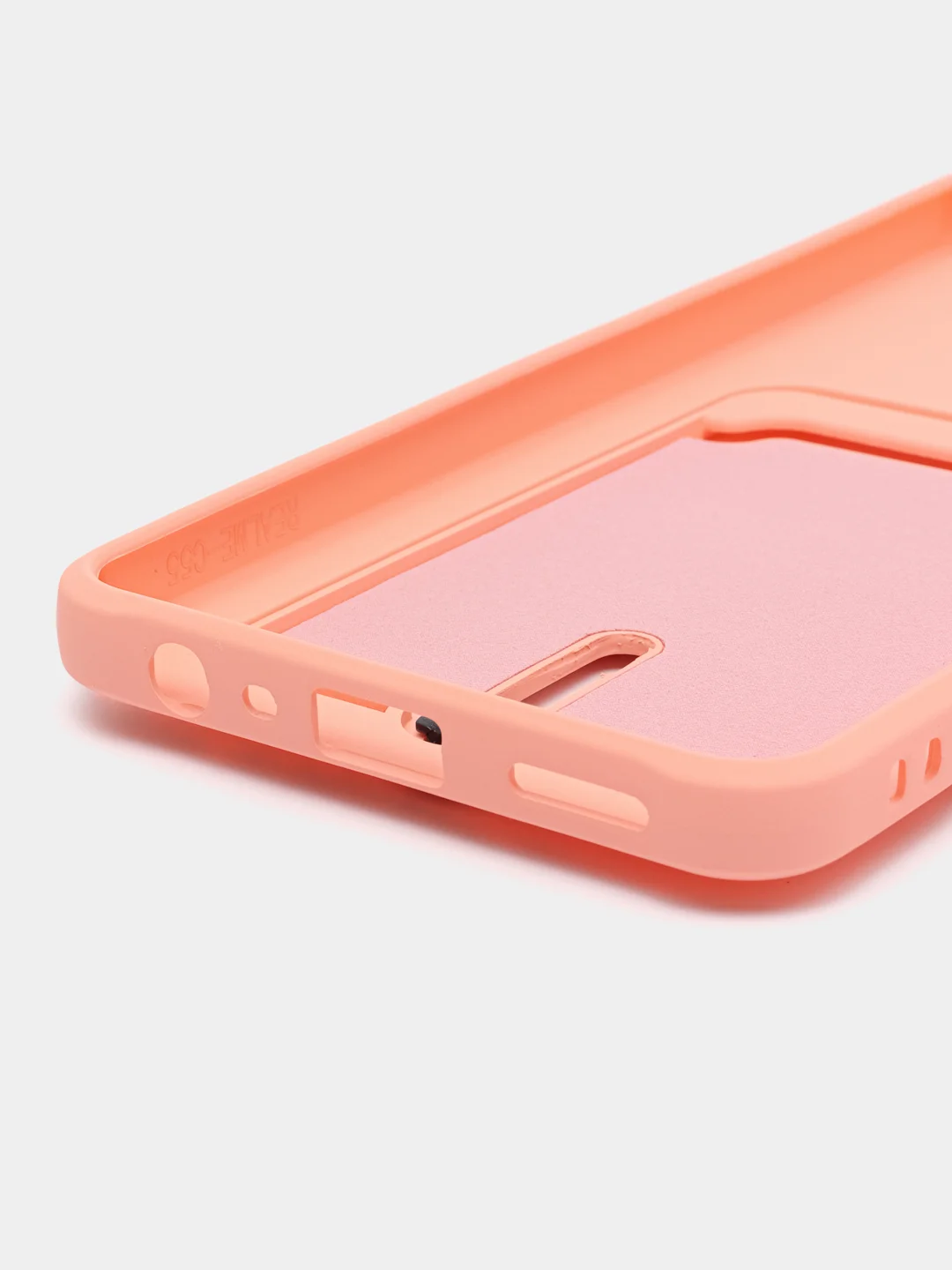 Пудровый силиконовый чехол для Realme C55 (Реалми С55), с карманом для карт, прозрачный
