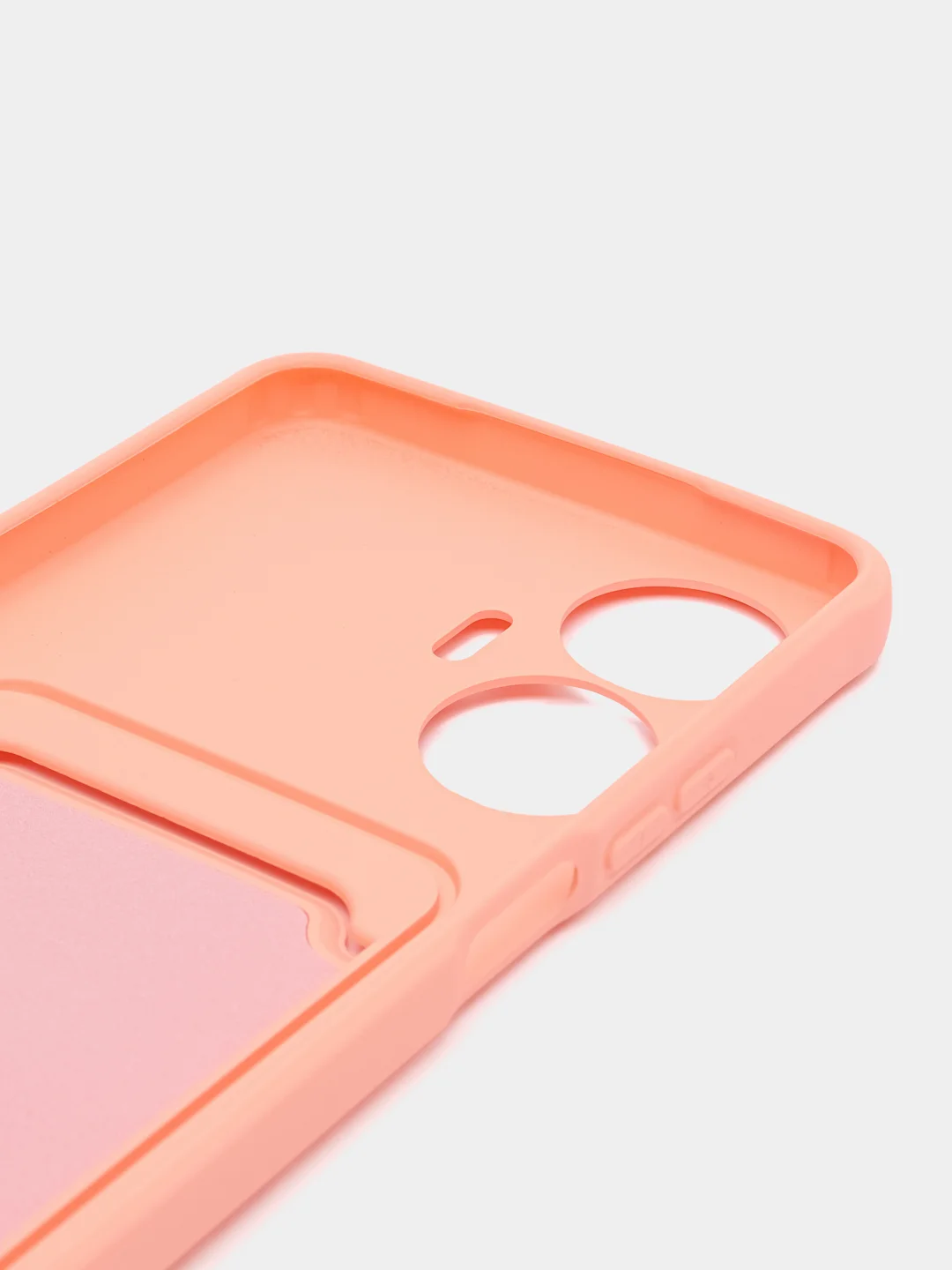 Пудровый силиконовый чехол для Realme C55 (Реалми С55), с карманом для карт, прозрачный