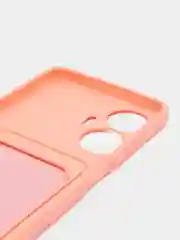 Пудровый силиконовый чехол для Realme C55 (Реалми С55), с карманом для карт, прозрачный
