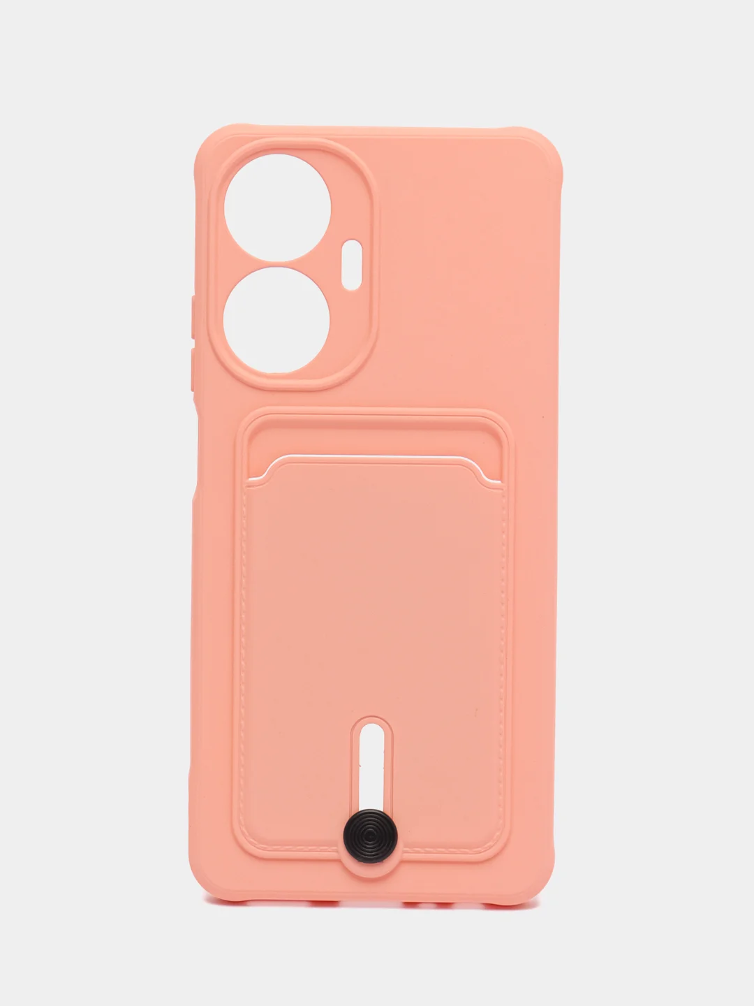 Пудровый силиконовый чехол для Realme C55 (Реалми С55), с карманом для карт, прозрачный