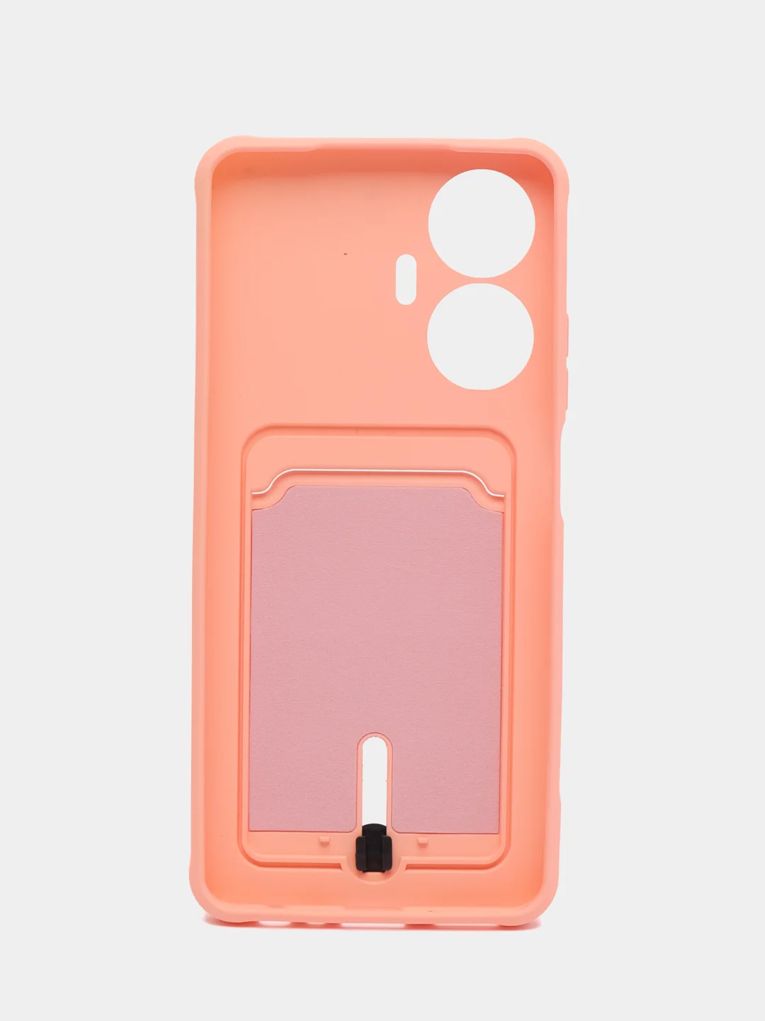 Пудровый силиконовый чехол для Realme C55 (Реалми С55), с карманом для карт, прозрачный