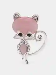 Розовый брошь с опаловым камнем "Кошка"