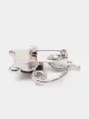 Черный брошь с опаловым камнем "Кошка"