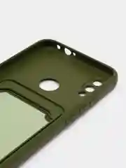 Зелёный хаки силиконовый чехол для Xiaomi Redmi Note 7 (Сяоми Нот 7), с карманом для карт