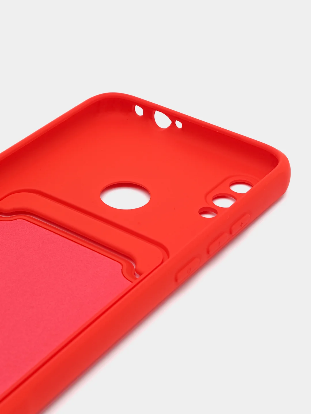 Красный силиконовый чехол для Xiaomi Redmi Note 7 (Сяоми Нот 7), с карманом для карт