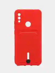 Красный силиконовый чехол для Xiaomi Redmi Note 7 (Сяоми Нот 7), с карманом для карт