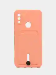 Пастельно-коралловый силиконовый чехол для Xiaomi Redmi Note 7 (Сяоми Нот 7), с карманом для карт