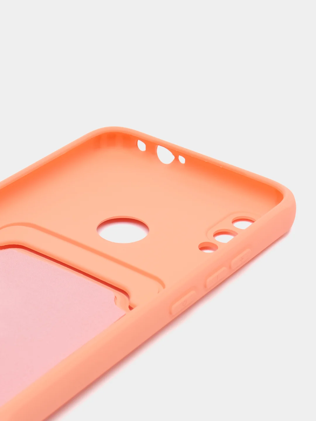 Пастельно-коралловый силиконовый чехол для Xiaomi Redmi Note 7 (Сяоми Нот 7), с карманом для карт