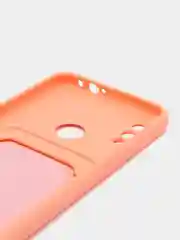 Пастельно-коралловый силиконовый чехол для Xiaomi Redmi Note 7 (Сяоми Нот 7), с карманом для карт