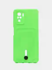Салатовый чехол Xiaomi Redmi Note 10, 10S, Poco M5s (Сяоми Редми Нот 10, 10С), с карманом для карты