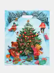 Разноцветный новогодние пакеты, ламинированные, набор, 37 x 46 см