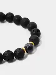 Индиго браслет мужской, из вулканического камня