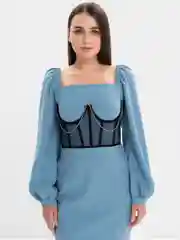 Черный женский декоративный пояс-корсет с цепочкой, со шнуровкой, для осанки