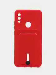 Вишнёвый силиконовый чехол для Xiaomi Redmi Note 7 (Сяоми Нот 7), с карманом для карт