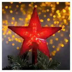Красный звезда ёлочная 15 см, макушка для ёлки 10 LED, провод 1 метр, 220 В