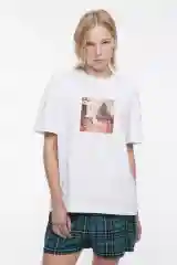 Белый футболка женская Befree oversize с новогодним принтом