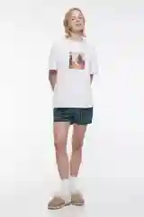 Белый футболка женская Befree oversize с новогодним принтом
