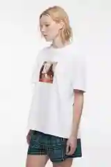 Белый футболка женская Befree oversize с новогодним принтом