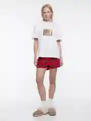 Разноцветный футболка женская Befree oversize с новогодним принтом