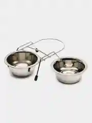 Миска для кошек, металлическая двойная на ножках, 0,22 л