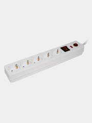 Сетевой фильтр IEK СФ-05К-выкл, ПВС, 3х1 5гн, с/з, б/шт, с/выкл, белый, 1,5м